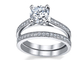 Round Cut 1.25 Carat Diamond Ring , 18K White Gold Ring Set For Wedding