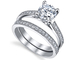 Round Cut 1.25 Carat Diamond Ring , 18K White Gold Ring Set For Wedding