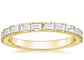 Pave Half Baguette Diamond Wedding Band , 2.0mm-2.3mm 14k Yellow Gold Diamond Ring